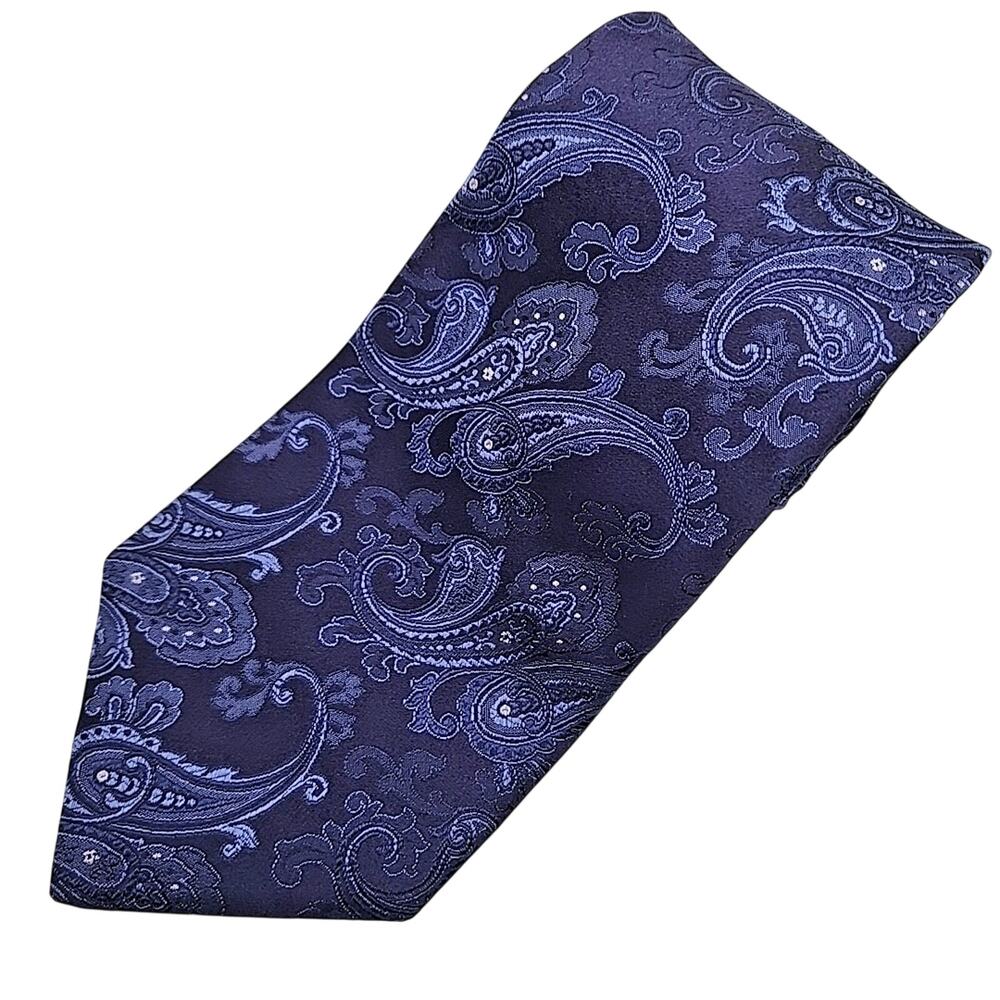 Hart Schaffner Marx Blue Paisley Silk Necktie - USA - Like New